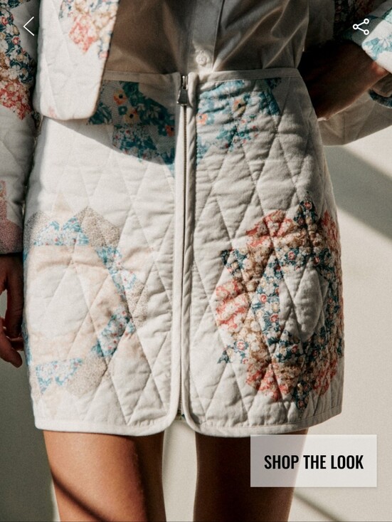 Sezane Dresses & Skirts - Sezane X Sea NY Fox Skirt- Quilted Cream Skirt with Multicolor Floral Patchwork